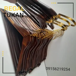خرید چوب لباسی چوبی قلاب طلایی مجموعه ۵۰عددی