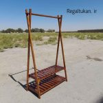خرید رگال لباس چوبی مدل دو طبقه سرخپوست