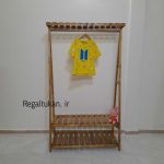 رگال لباس چوبی مدل دو طبقه تاجدار رنگ قهوه‌ای روشن - تصویر 3