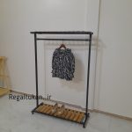 رگال لباس فلز و چوب یک طبقه تاجدار | مناسب اتاق خواب و مزون‌های لباس - تصویر 2